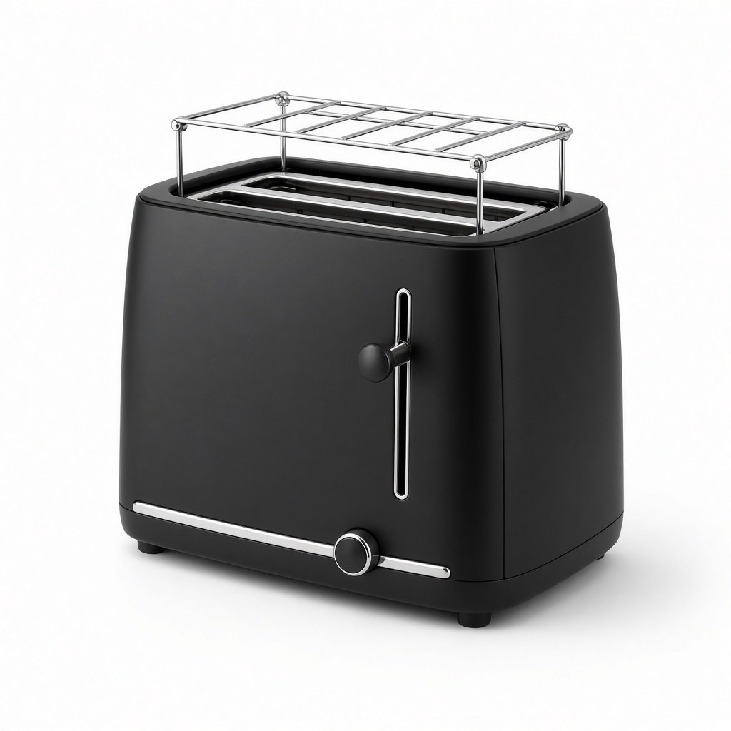 Toaster 2 Scheiben mit Brötchenaufsatz, Schwarz