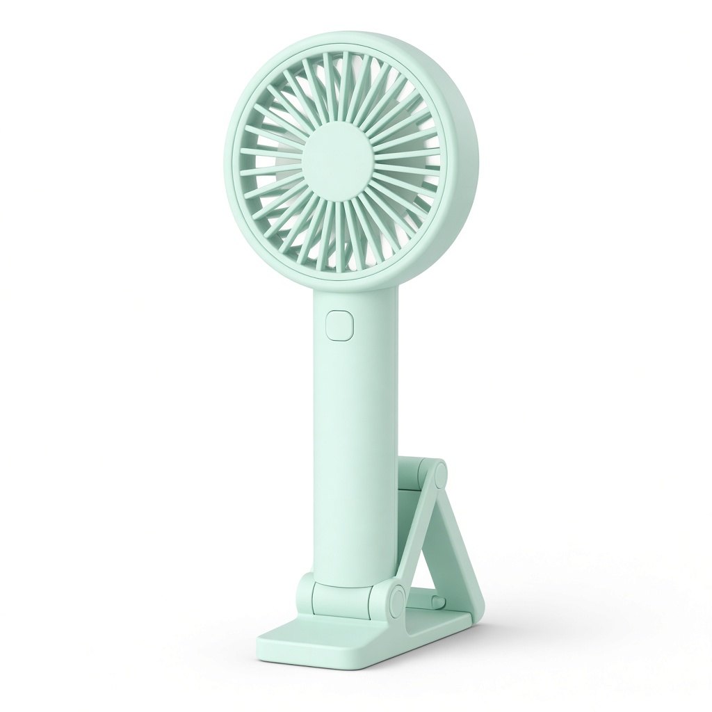 USB-Handventilator mit Akku und Standfuß, Mint